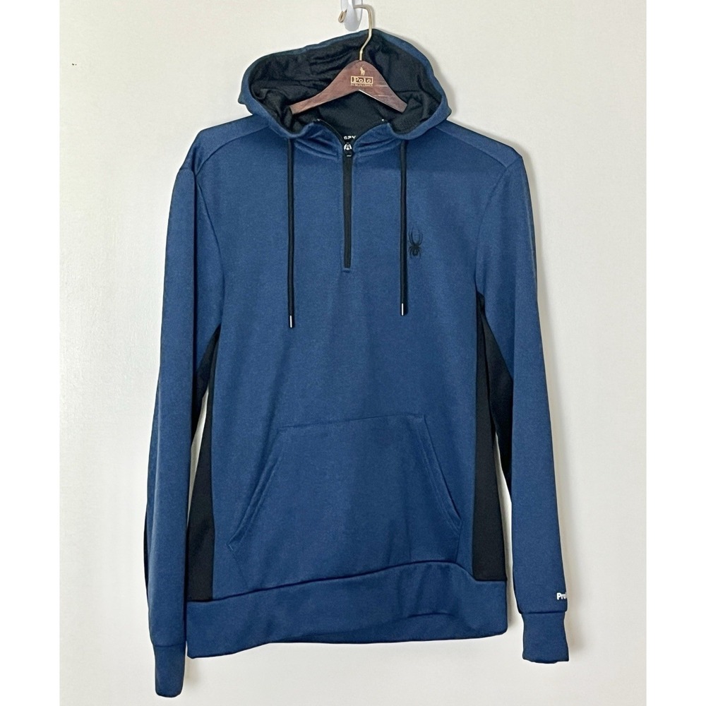 Spyder Hoodie Men's Medium Blue Black ProWeb Gym Workout‎ BroCore Polyester